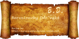 Bercsinszky Dévald névjegykártya